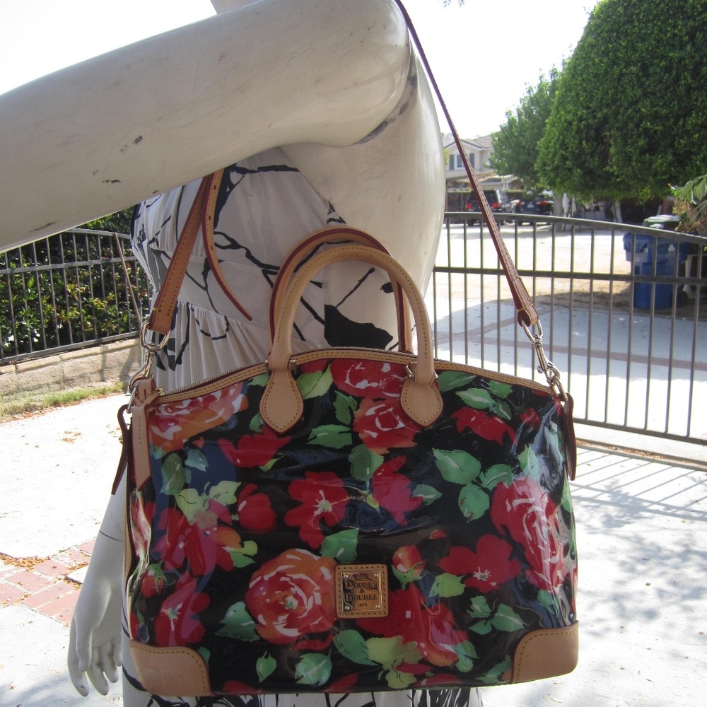 DOONEY & BOURKE FLOURAL SATCHEL LEATHER HANDBAG